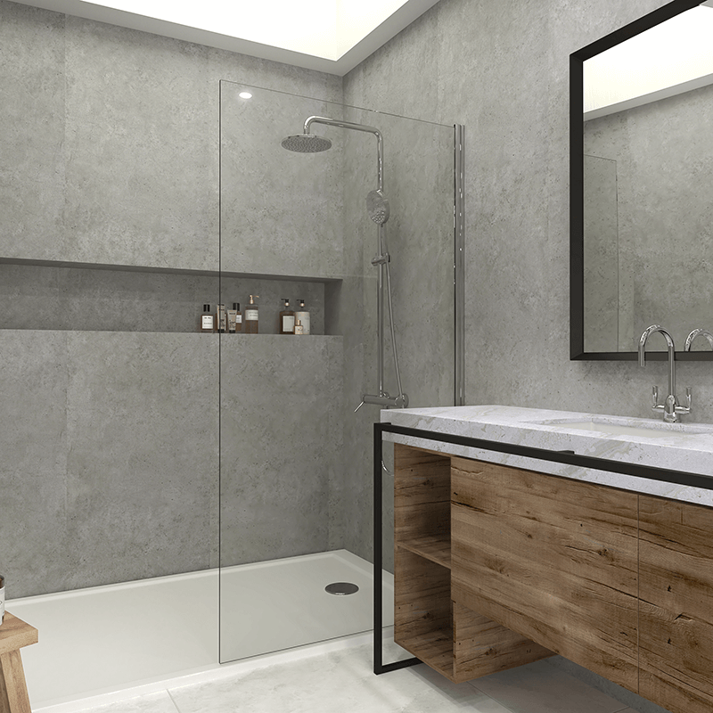 Grey Concrete Flush Fit 5mm Zest Solid Wall Panels 600mm x 2600mm Pk2 image